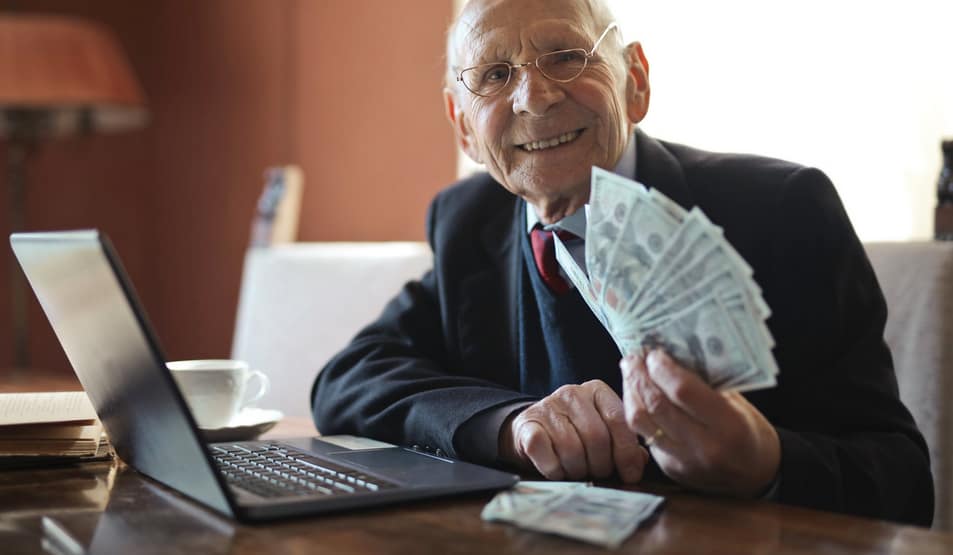 old man with cash